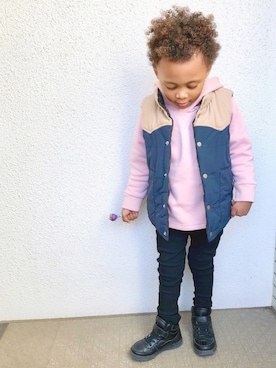 「アイテム（ダウンベスト、その他）」を使った、J☆Jさん（キッズ・100cm）の冬コーディネート