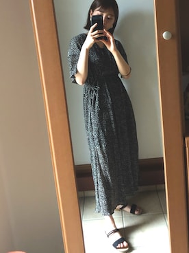 「Kastane（カスタネ）の楊柳小花カシュワンピース（ワンピース、ブラック系）」を使った、runさん（レディース）の夏コーディネート