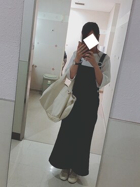 「B.L.U.E（ビーエルユーイー）のアイテム（オールインワン・サロペット）」を使った、まおさん（レディース・163cm）の春コーディネート