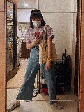 「ZARA（ザラ）のアイテム（デニムパンツ、ブルー系）」を使った、funnyさん（レディース・160cm）の春コーディネート