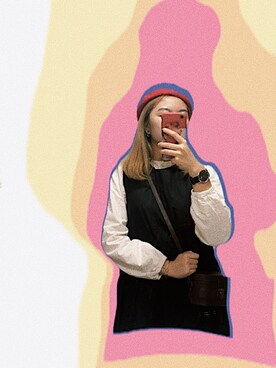 「KANGOL（カンゴール）のアイテム（アナログ腕時計、ブラック系）」を使った、funnyさん（レディース・160cm）の春コーディネート