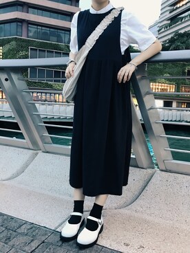 「QUEEN SHOP（クイーンショップ）のアイテム（ワンピース、ブラック系）」を使った、funnyさん（レディース・160cm）の秋コーディネート