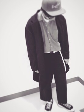 「ワイドスラックス」｜「アイテム（チェスターコート）」を使った、そらゆうさん（メンズ・172cm）の冬コーディネート