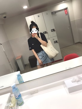 「Champion（チャンピオン）のアイテム（Tシャツ/カットソー、ブラック系）」を使った、Cookiezzyさん（レディース）の夏コーディネート