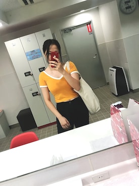 「FOREVER 21（フォーエバー トゥエンティーワン）のアイテム（トップス、オレンジ系）」を使った、Cookiezzyさん（レディース）の夏コーディネート