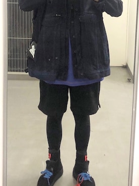 「off white」｜「アイテム（デニムジャケット）」を使った、Armée_miy@さん（メンズ・177cm）の冬コーディネート