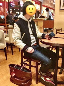 「JUNYA WATANABE MAN（ジュンヤワタナベマン）のアイテム（スタジャン）」を使った、Daisuke Doiさん（メンズ・170cm）の冬コーディネート