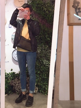 「BEAUTY&YOUTH UNITED ARROWS」｜「アイテム（ライダースジャケット）」を使った、おおはしさん（メンズ・173cm）の春コーディネート