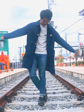 「BEAUTY&YOUTH UNITED ARROWS」｜「アイテム（ステンカラーコート）」を使った、おおはしさん（メンズ・173cm）の春コーディネート