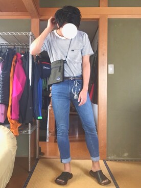 「KRIFF MAYER（クリフメイヤー）のアイテム（バッグ）」を使った、おおはしさん（メンズ・173cm）の夏コーディネート