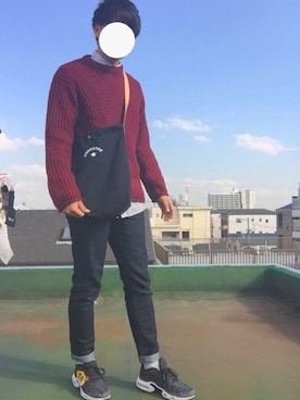 「H&M（エイチ・アンド・エム）のアイテム（シャツ/ブラウス、ホワイト系）」を使った、おおはしさん（メンズ・173cm）の秋コーディネート