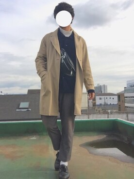 「not conventional」｜「アイテム（トレンチコート）」を使った、おおはしさん（メンズ・173cm）の冬コーディネート
