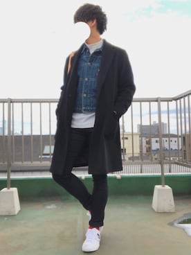 「CONVERSE（コンバース）のアイテム（ショルダーバッグ）」を使った、おおはしさん（メンズ・173cm）の冬コーディネート
