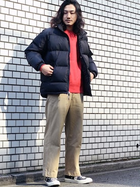 「アイラブCONVERSE」｜「アイテム（ダウンジャケット/コート）」を使った、I’Mさん（メンズ・181cm）の秋コーディネート