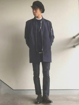 「ロング丈」｜「アイテム（ブルゾン）」を使った、Yさん（メンズ・170cm）の秋コーディネート