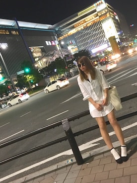 「mode」｜「アイテム（シャツワンピース）」を使った、Luuuさん（レディース・167cm）の夏コーディネート