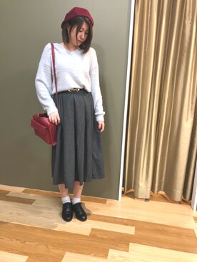 「フェザー」｜「アイテム（ハンチング/ベレー帽）」を使った、Luuuさん（レディース・168cm）の秋コーディネート