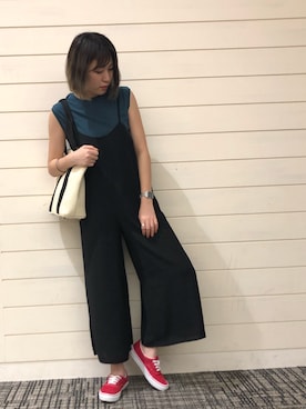 「AMERICAN HOLIC」｜「アイテム（サロペット/オーバーオール）」を使った、Luuuさん（レディース・168cm）の夏コーディネート
