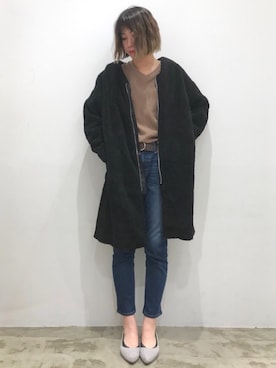「秋のブラウンスタイル」｜「アイテム（ダウンジャケット/コート）」を使った、Luuuさん（レディース・168cm）の秋コーディネート