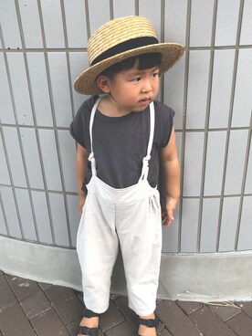 「アイテム（オールインワン・サロペット）」を使った、toooomooooooさん（キッズ・100cm）の夏コーディネート
