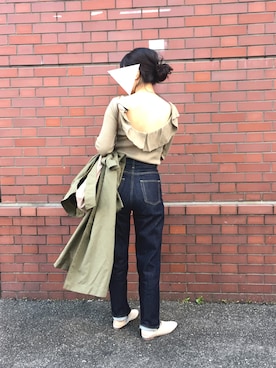 「ADAM ET ROPE'（アダムエロペ）のアイテム（ステンカラーコート）」を使った、M.さん（レディース・158cm）の秋コーディネート