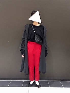 「ADAM ET ROPE'（アダムエロペ）のアイテム（ステンカラーコート）」を使った、M.さん（レディース・158cm）の冬コーディネート