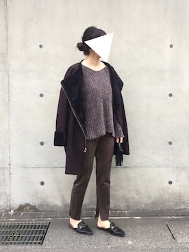 「バブーシュ」｜「アイテム（ムートンコート）」を使った、M.さん（レディース・158cm）の冬コーディネート