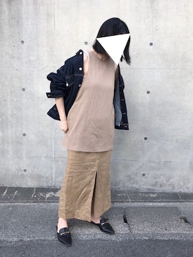 「スリット」｜「アイテム（デニムジャケット）」を使った、M.さん（レディース・158cm）の春コーディネート