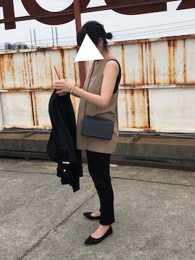 「リブニットパンツ」｜「アイテム（ワンピース/ドレス）」を使った、M.さん（レディース・158cm）の夏コーディネート