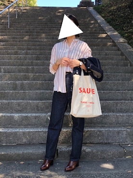 「SOMETHING（サムシング）のアイテム（ジャケット/アウター）」を使った、M.さん（レディース・158cm）の秋コーディネート