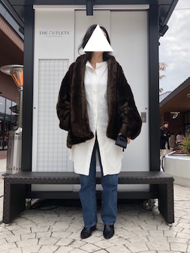 「ROKU」｜「アイテム（その他アウター）」を使った、M.さん（レディース・158cm）の冬コーディネート