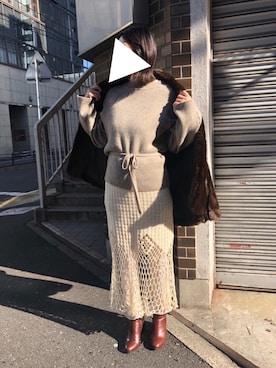 「ROKU」｜「アイテム（その他アウター）」を使った、M.さん（レディース・158cm）の冬コーディネート