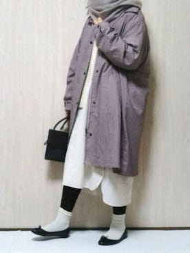 「アイテム（ステンカラーコート、レッド系）」を使った、zyun1977bさん（レディース・163cm）の冬コーディネート