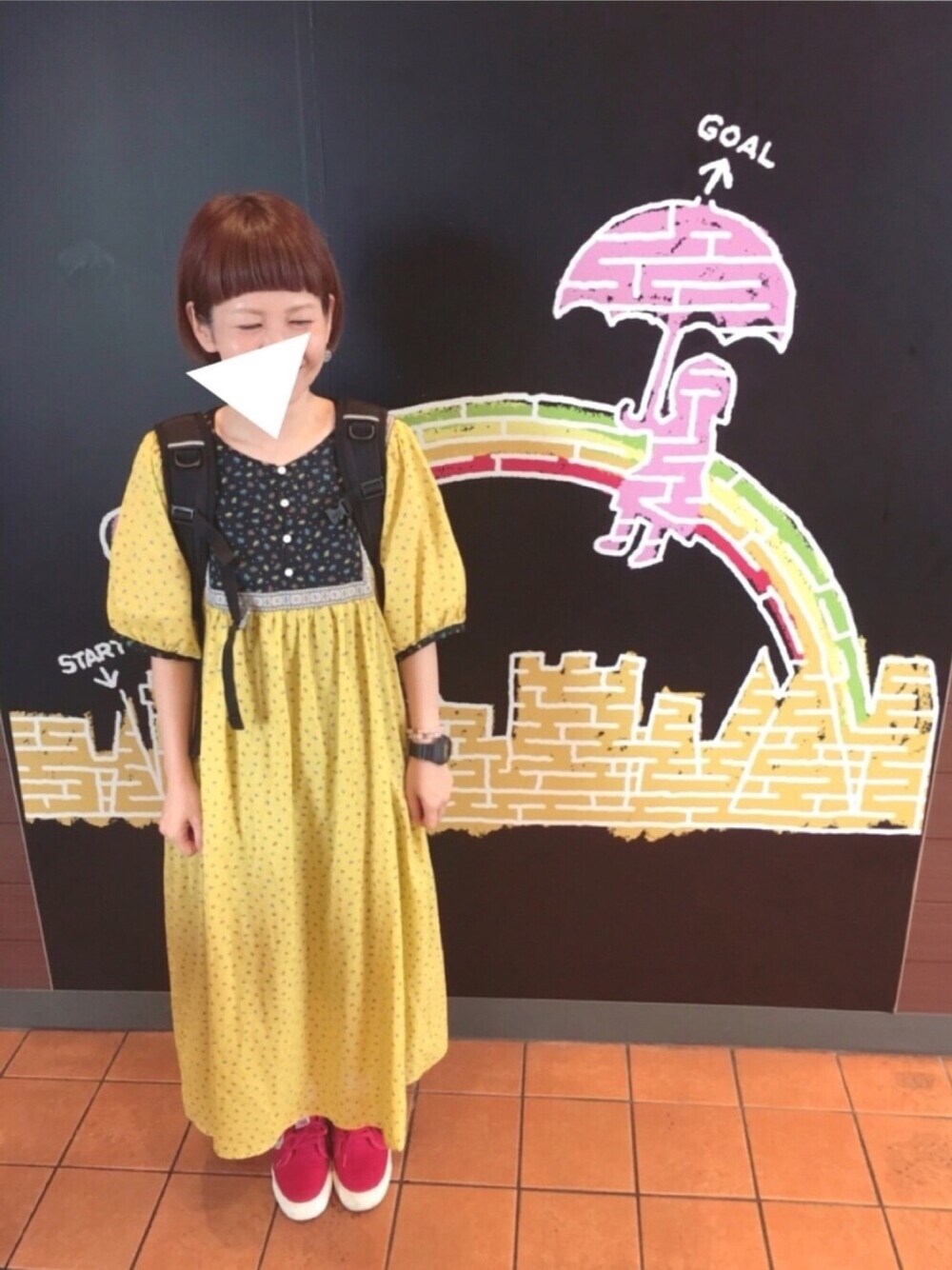 「カジュアルコーデ、夏コーデ、ボリューム袖、ONE OK ROCK、ＧＷ、ワンピース、パッツン前髪」｜「おにわ市にてのアイテム（ピアス（両耳用）、シルバー系）」を使った、ゆきんこさん（レディース・155cm）の春コーディネートの1枚目の写真