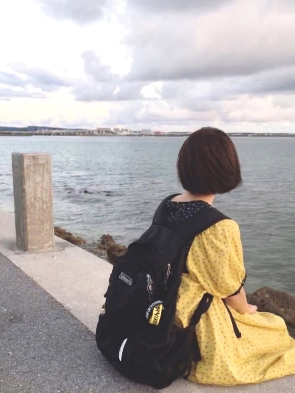 「オトナ女子、ワンピース、おかっぱ、前髪ぱっつん、ママコーデ」｜「ehka sopoのアイテム（ワンピース、イエロー系）」を使った、ゆきんこさん（レディース・155cm）の秋コーディネートの1枚目の写真