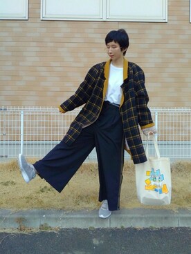 「ボアスニーカー」｜社ワさん（レディース・161cm）の冬コーディネート