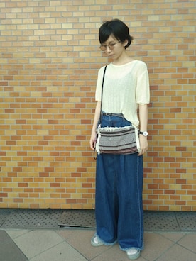 「Handmade（ハンドメイド）のアイテム（キーホルダー）」を使った、社ワさん（レディース・161cm）の夏コーディネート