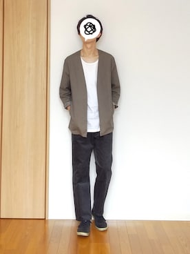 「ノーカラーシャツ」｜「アイテム（ノーカラージャケット）」を使った、 yujiさん（メンズ・176cm）の秋コーディネート