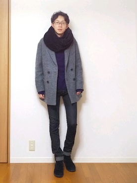 「Lui's（ルイス）のアイテム（ピーコート）」を使った、 yujiさん（メンズ・176cm）の冬コーディネート