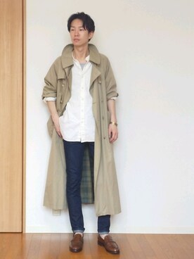「ロールアップ」｜「アイテム（トレンチコート）」を使った、 yujiさん（メンズ・176cm）の春コーディネート