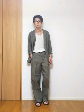 「ADAM ET ROPE'（アダムエロペ）のアイテム（ノーカラージャケット）」を使った、 yujiさん（メンズ・176cm）の春コーディネート