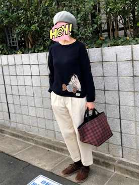 「スエードシューズ」｜「アイテム（トートバッグ）」を使った、mama さん（レディース・169cm）の冬コーディネート