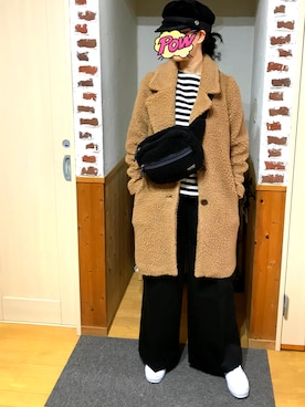 「マリン」｜「アイテム（チェスターコート）」を使った、mama さん（レディース・169cm）の冬コーディネート