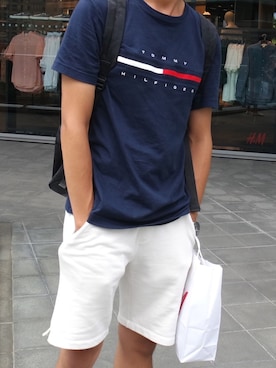 「H&M（エイチ・アンド・エム）のアイテム（トートバッグ）」を使った、JOHNNYさん（メンズ・173cm）の夏コーディネート