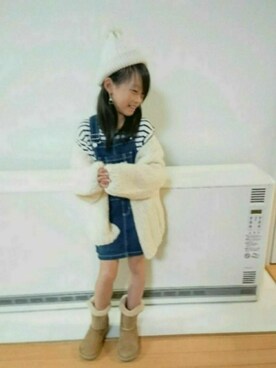 「ゆるニット」｜「アイテム（オールインワン・サロペット）」を使った、Hinataさん（キッズ・122cm）の秋コーディネート