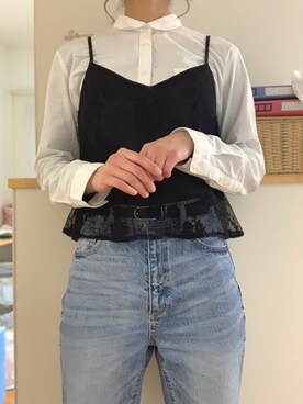 「ハイウエストストレートジーンズ」｜ナギさん（レディース・168cm）の春コーディネート