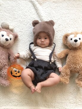 「wearhalloween2017」｜「アイテム（ニットキャップ/ビーニー）」を使った、memetaroさん（キッズ・70cm）の秋コーディネート
