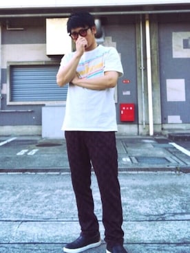 「DRIES VAN NOTEN（ドリスヴァンノッテン）のアイテム（スラックス）」を使った、NOKSさん（メンズ・169cm）の夏コーディネート