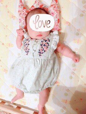 「アイテム（ロンパース、グリーン系）」を使った、ranako＊さん（キッズ・60cm）の秋コーディネート