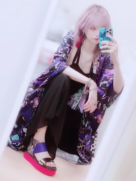 「和風」｜「アイテム（その他アウター）」を使った、砂漠さん（レディース・154cm）の夏コーディネート